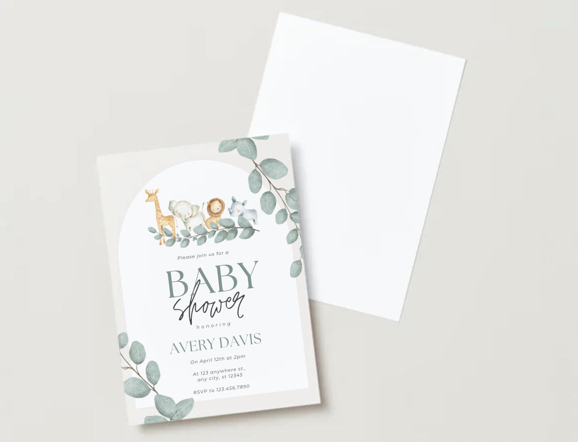 Safari baby shower invitation