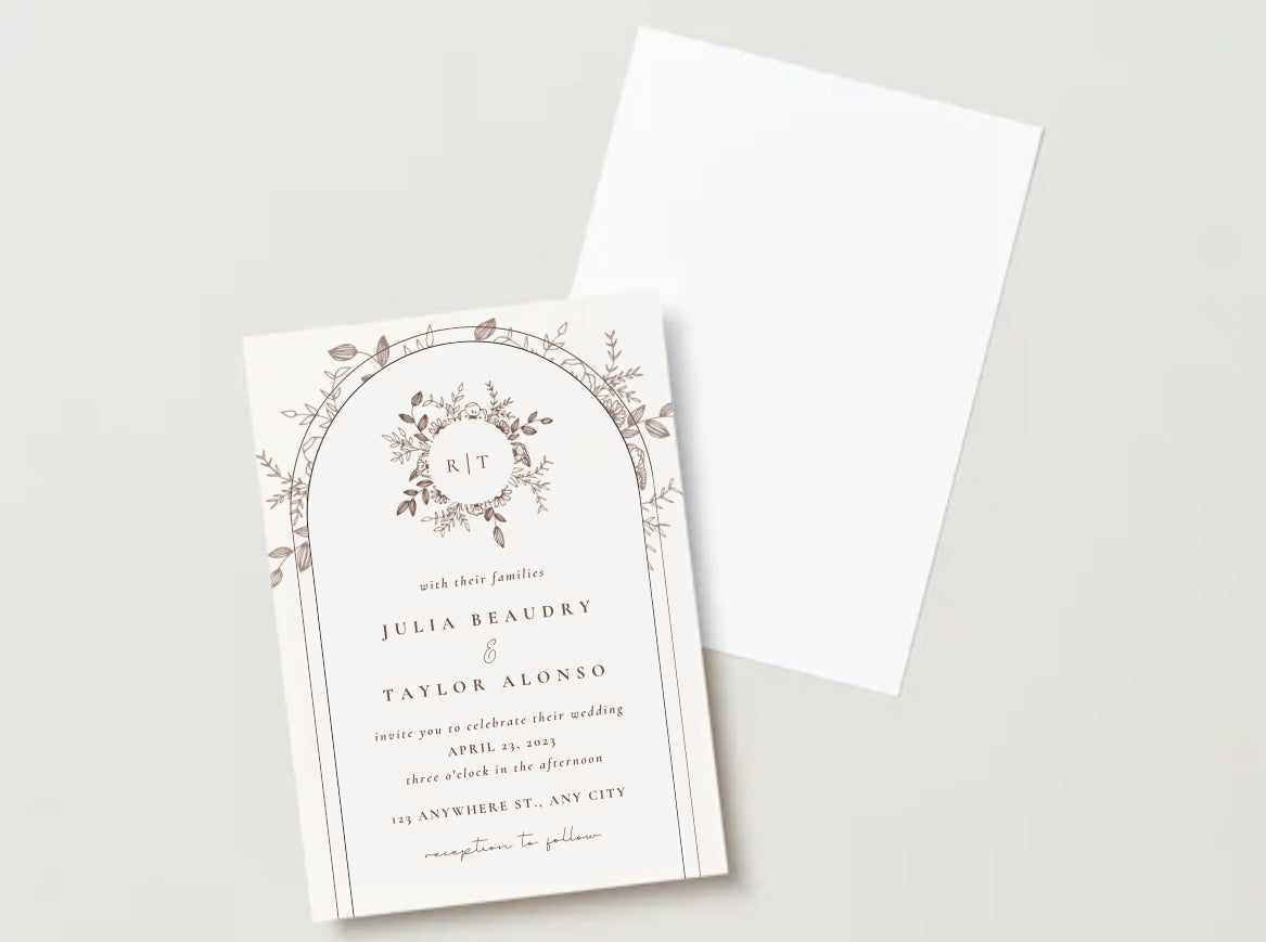Floral arch wedding invitation