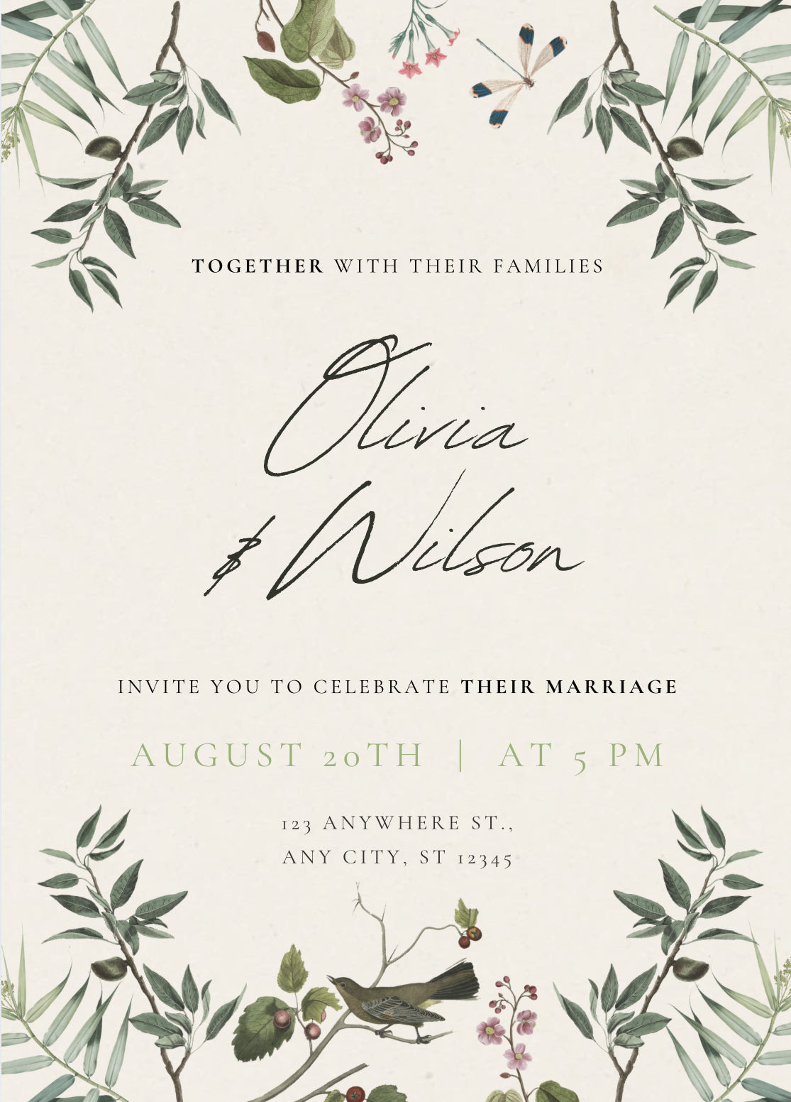 Leafy wedding invitation