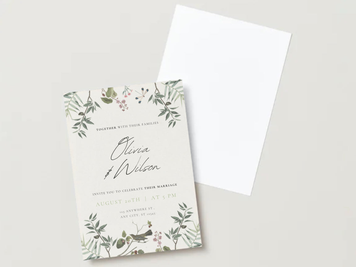 Leafy wedding invitation