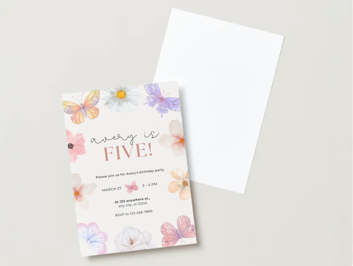 Butterfly birthday party invitation