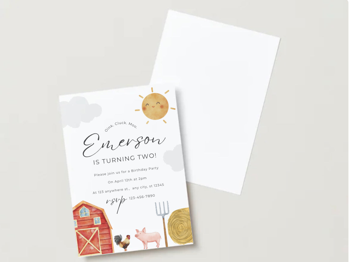 Oink cluck moo party invitation