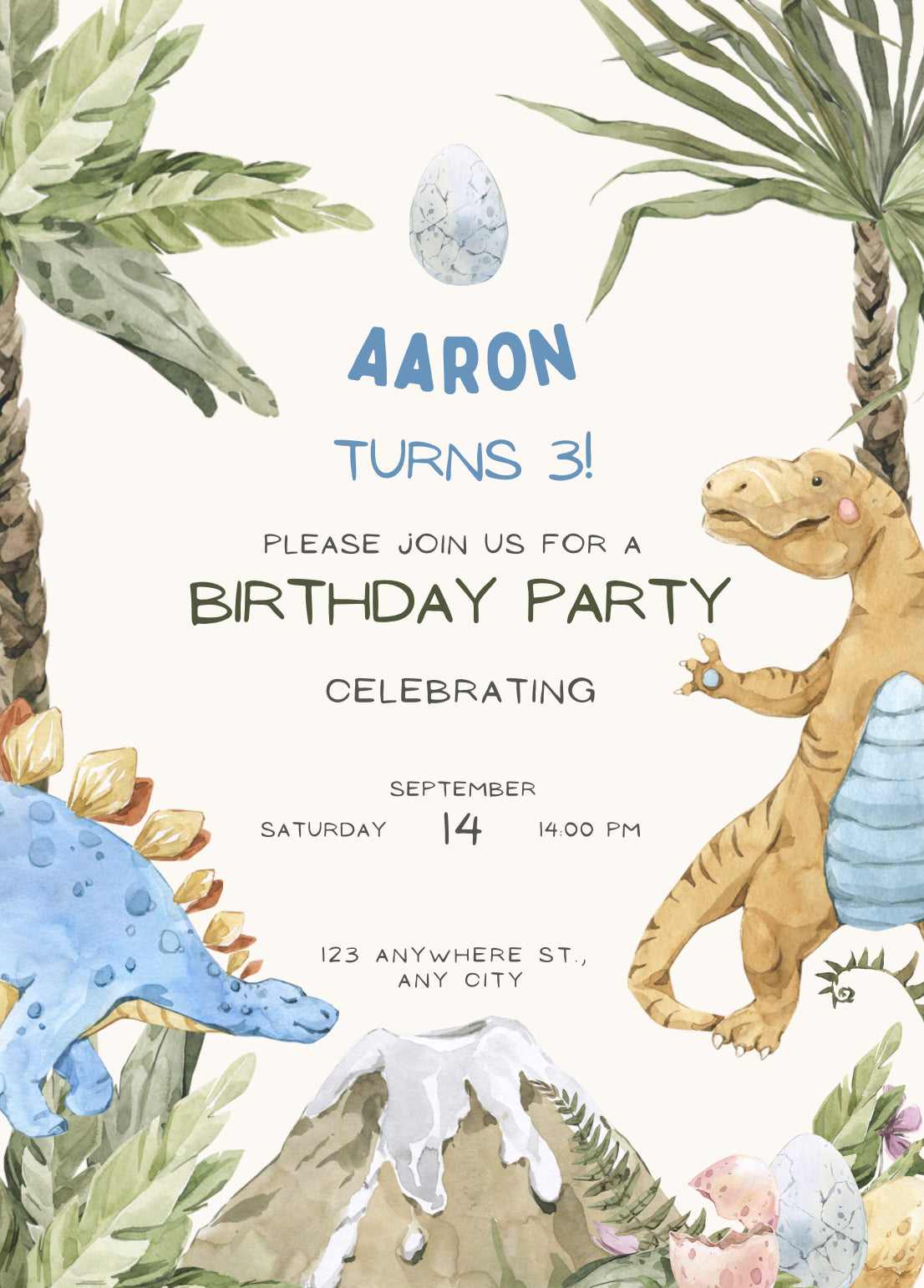 Dinosaur birthday party invitation