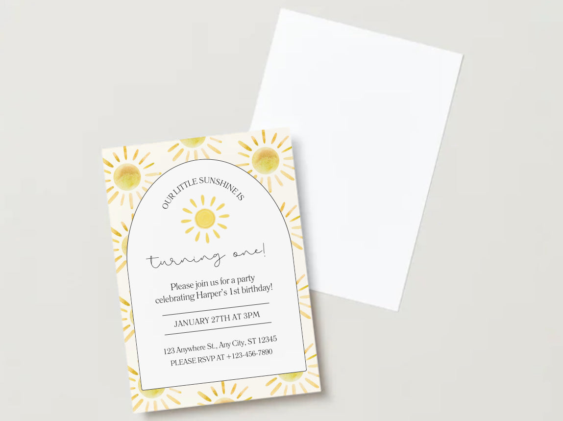 Little sunshine birthday party invitation