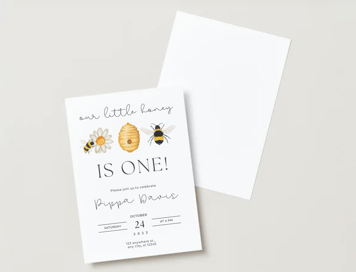Honey bee birthday party invitation