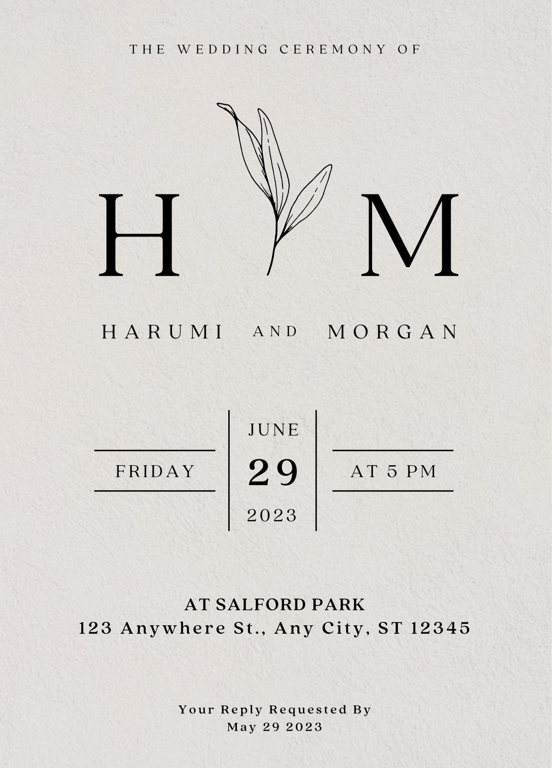 Simplistic wedding invitation