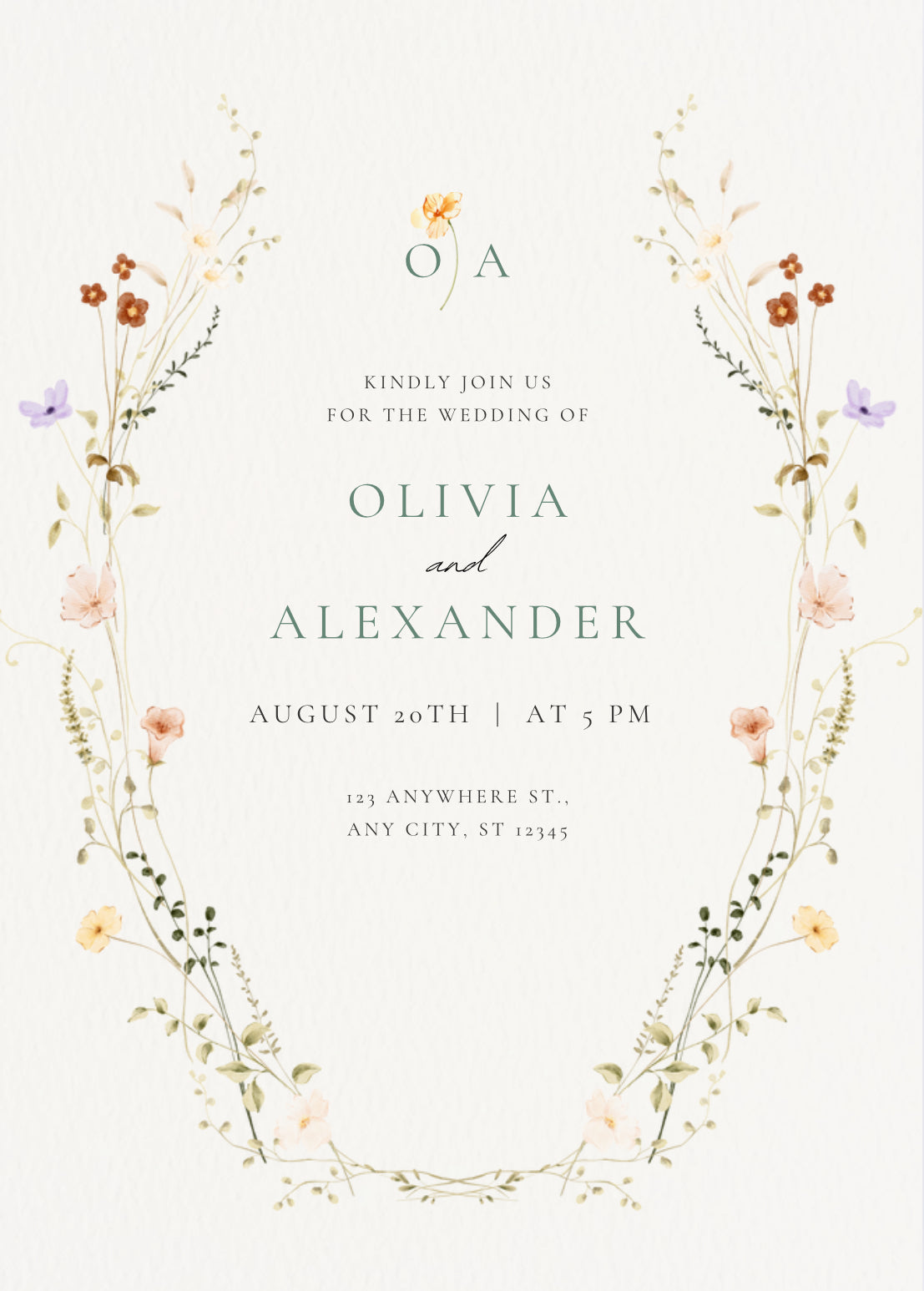 Floral wedding invitation
