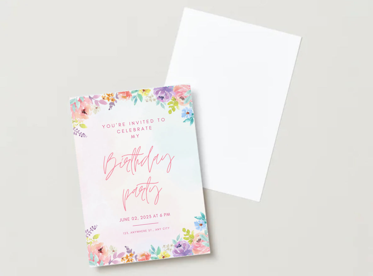 Floral birthday party invitation