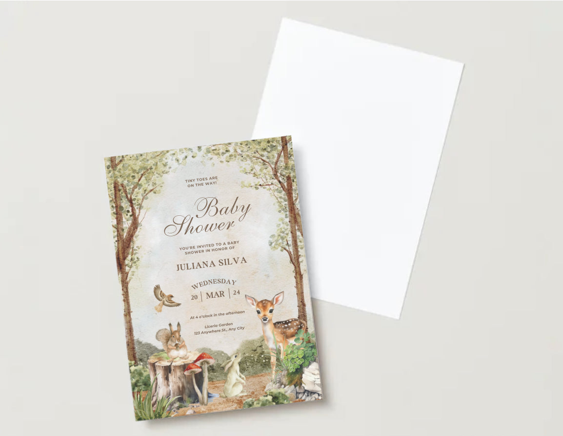 Woodland baby shower invitation