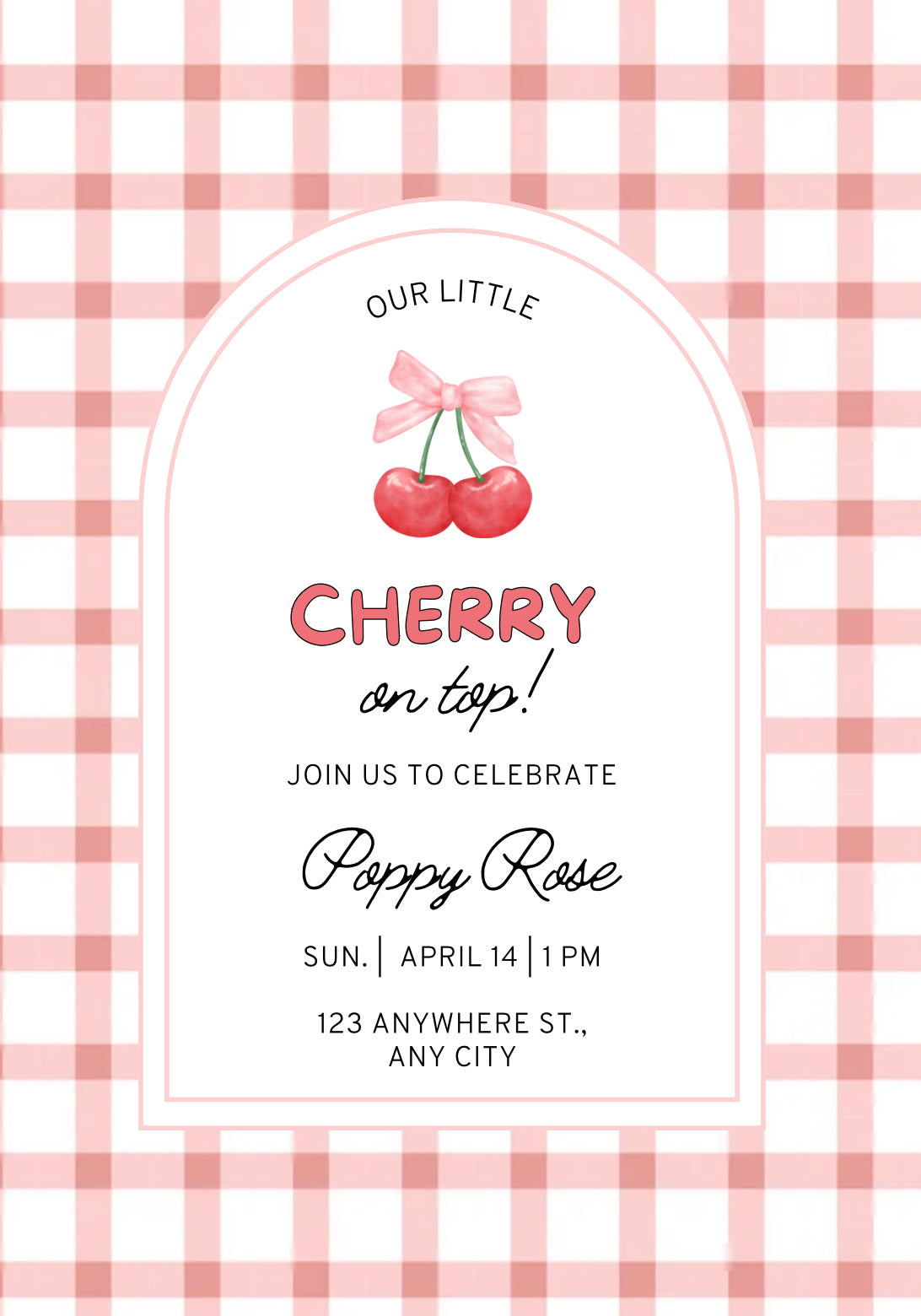 Cherry on top baby shower invitation