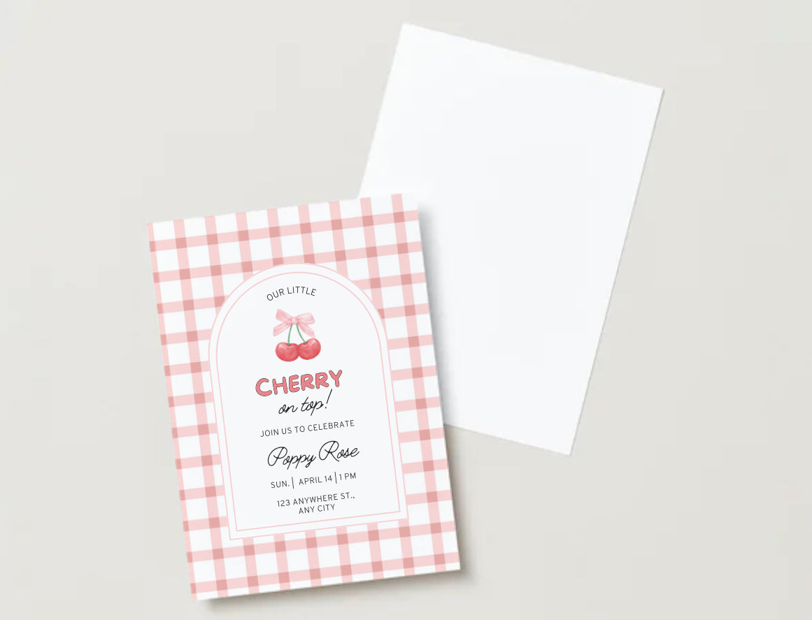 Cherry on top baby shower invitation