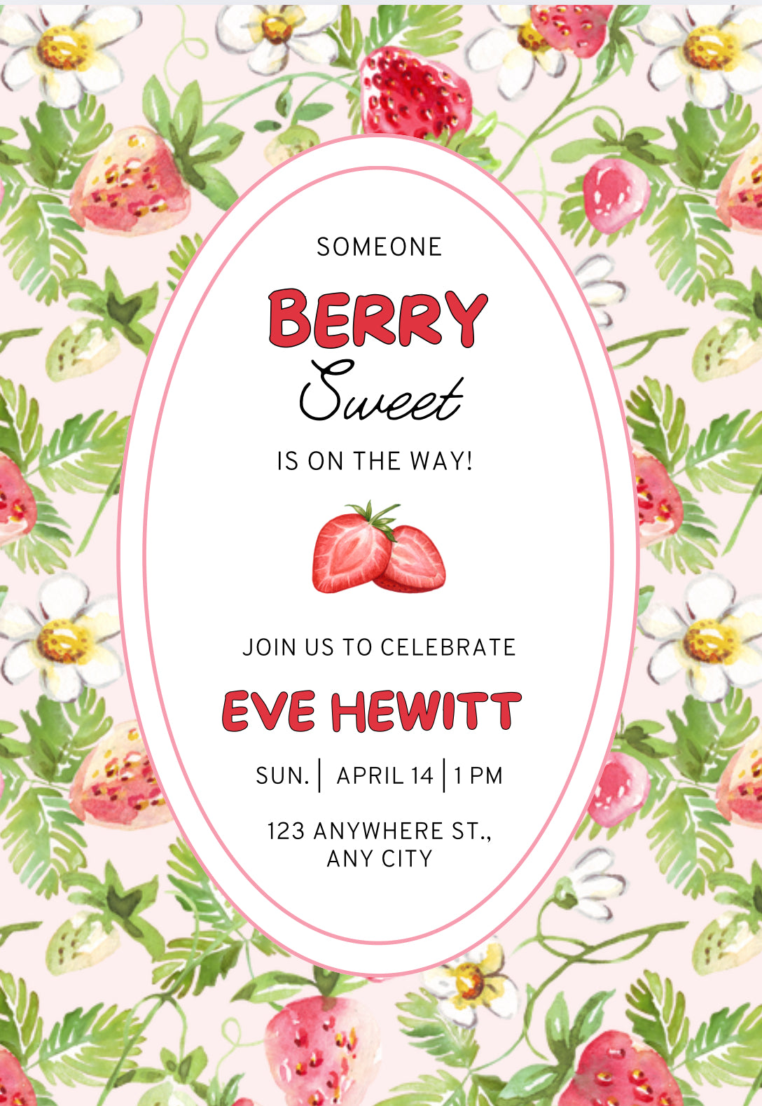 Berry sweet baby shower invitation