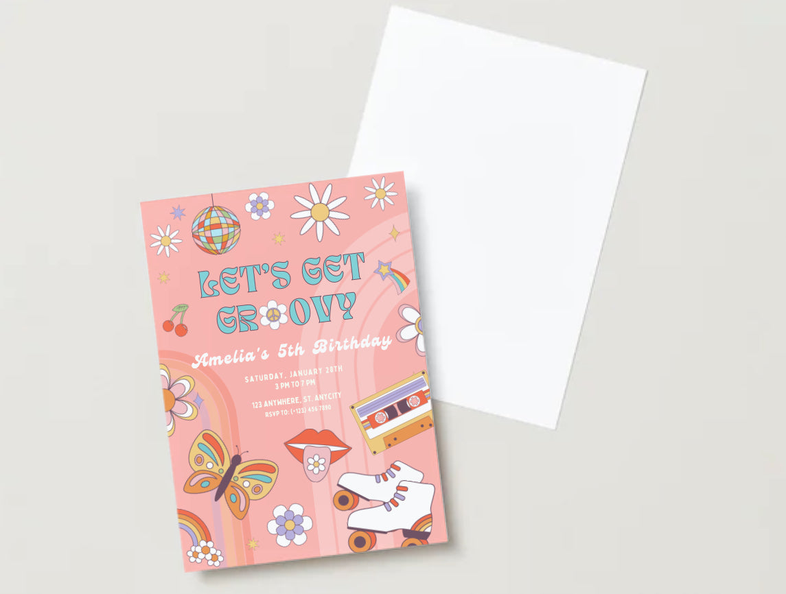 Let’s get groovy birthday party invitations