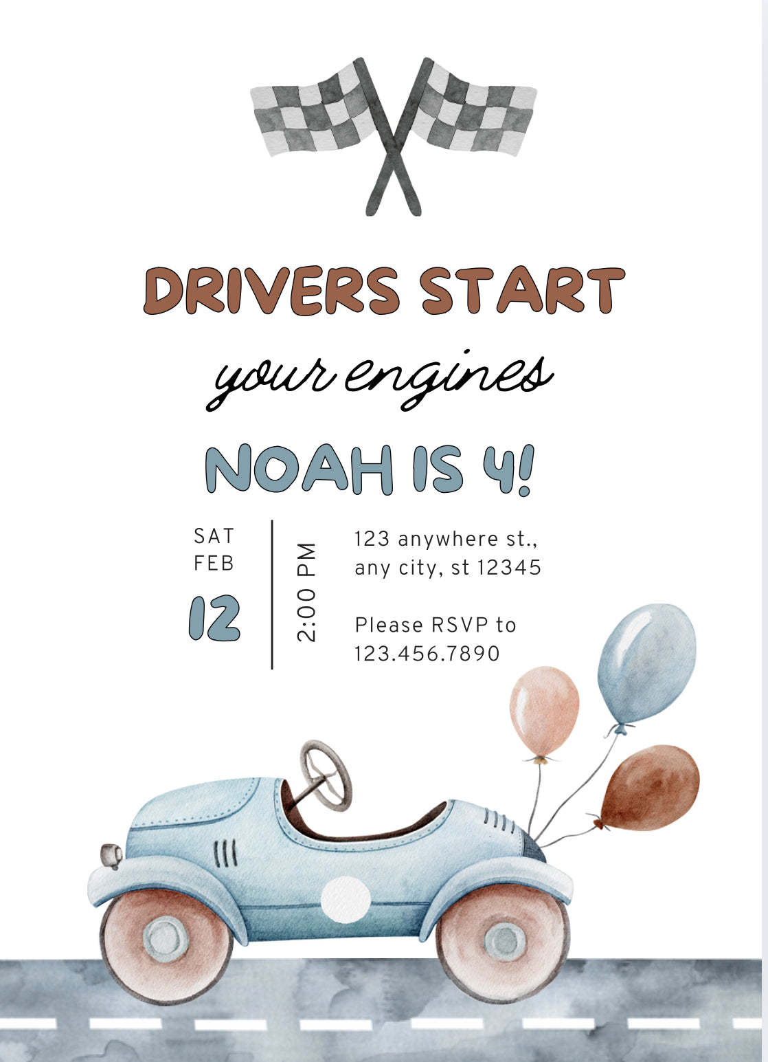 Start your engine birthday party invitation