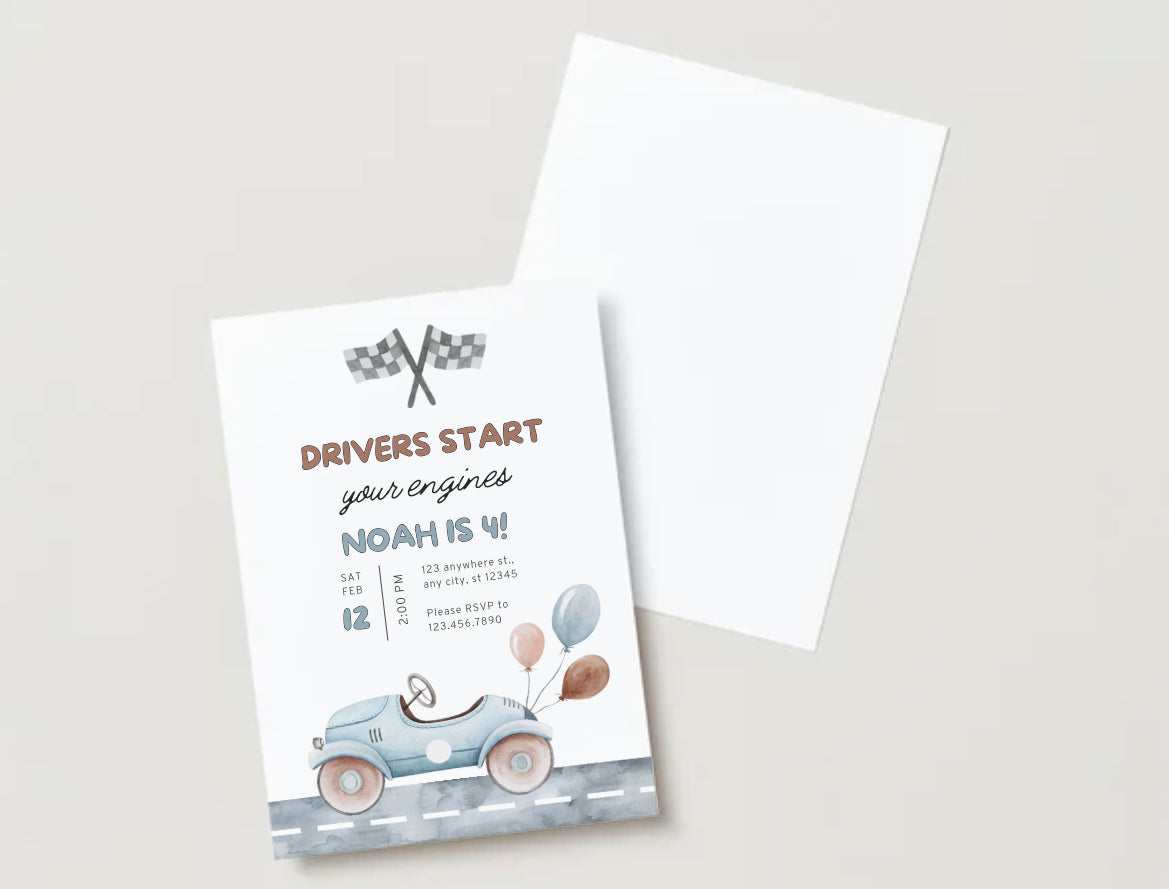 Start your engine birthday party invitation