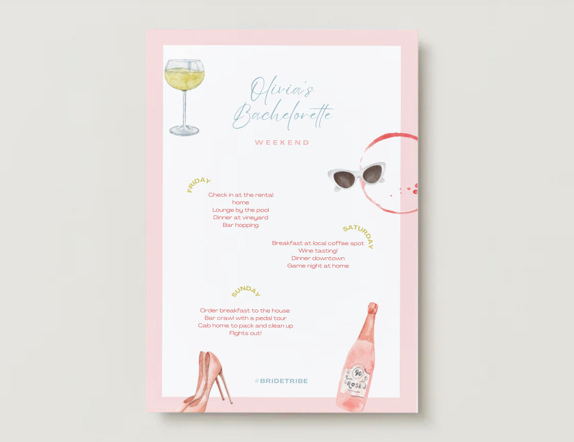 Bride tribe hen do itinerary