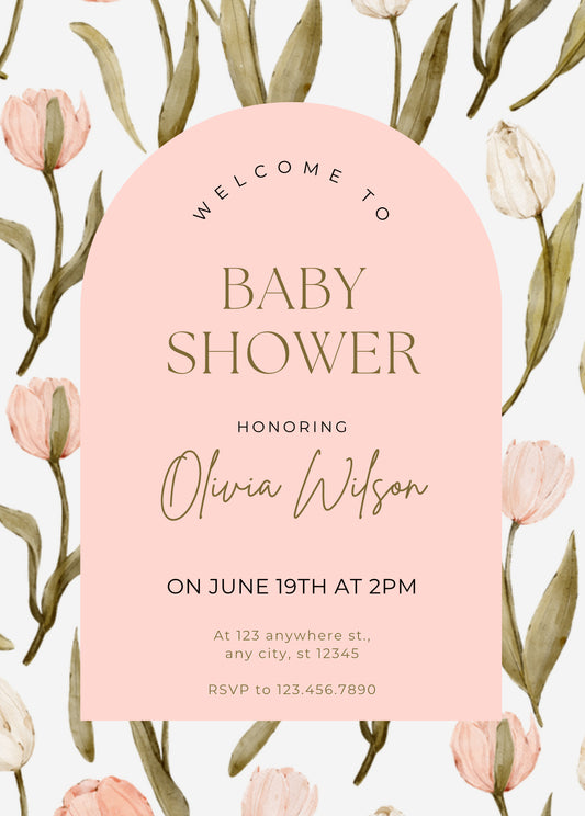 Tulip baby shower invitation
