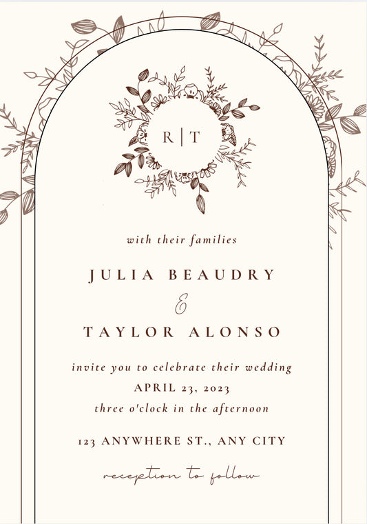 Floral arch wedding invitation