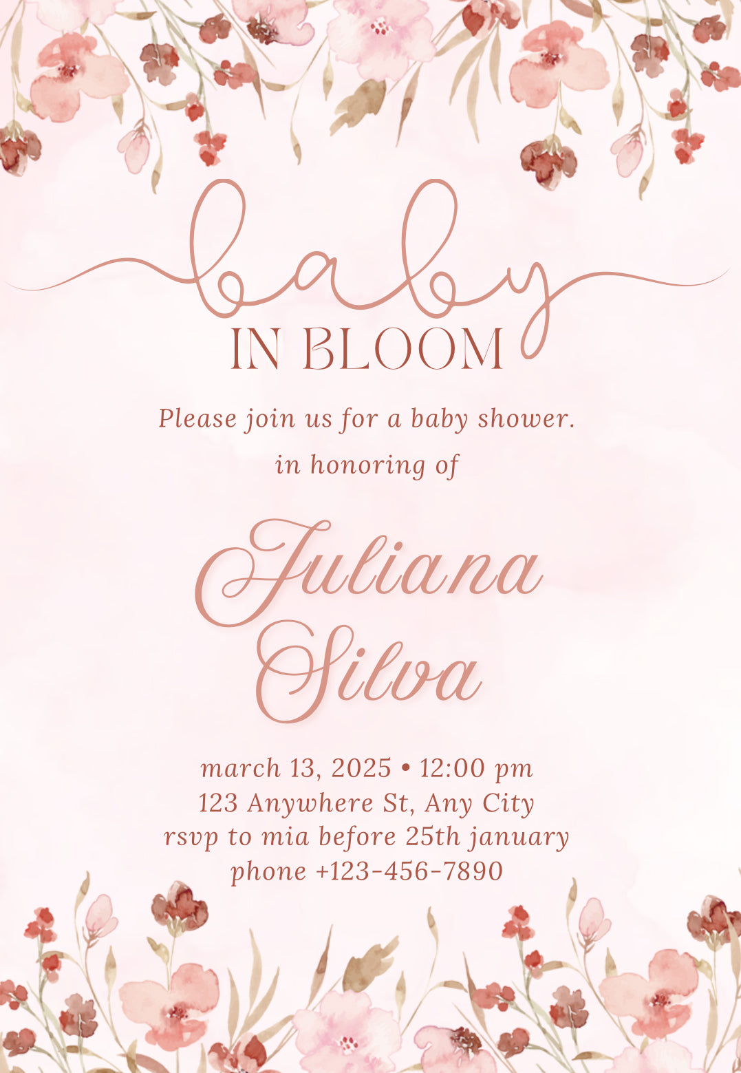 Baby in bloom baby shower invitation