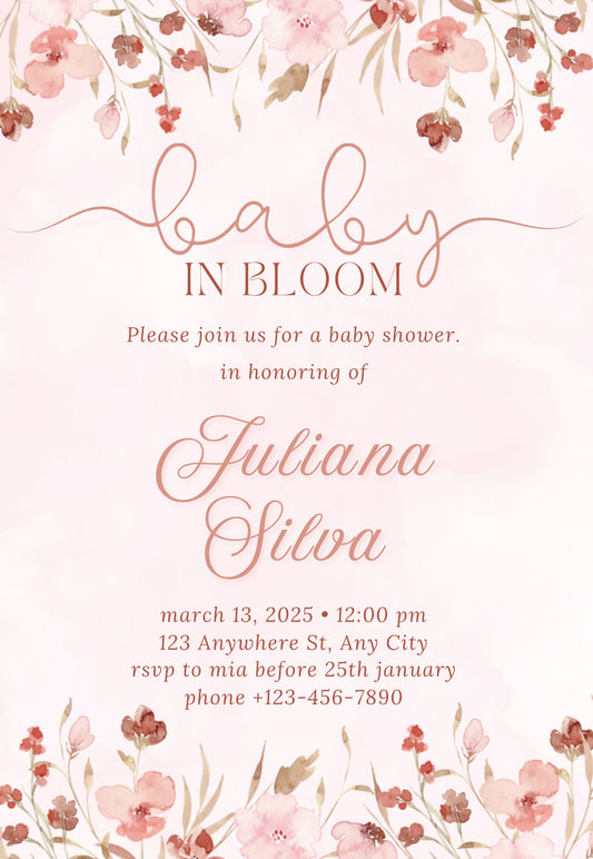 Baby in bloom baby shower invitation
