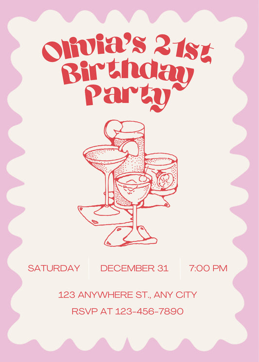 Cocktail birthday party invitation