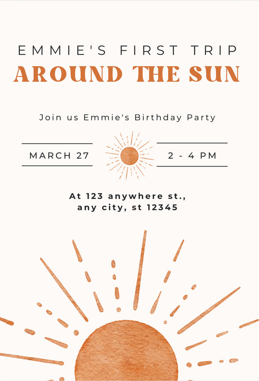 First trip around the sun invitation