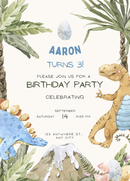 Dinosaur birthday party invitation