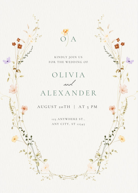 Floral wedding invitation