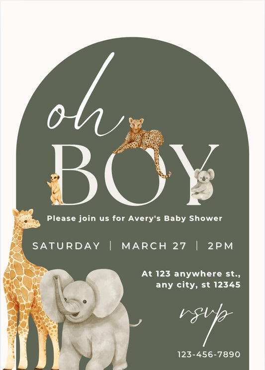 Oh boy baby shower invitation