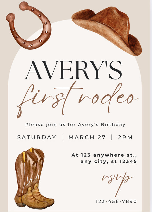 First rodeo birthday party invitation